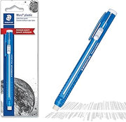 STAEDTLER Mars Plastic Eraser Pen with Refillable Holder, German-Made Eraser for Pencils, Smudge-Free & Tear-Free Precision, Retractable Design with Clip, Blue