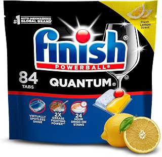 Finish Quantum Dishwasher Pods, Dishwasher Detergent Dish Soap, Lemon Scent, 84 Count