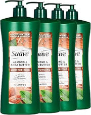 Suave Professionals Moisturizing Shampoo for Dry Hair Almond and Shea Butter Paraben-free and Dye-free 28 oz, Pack of 4