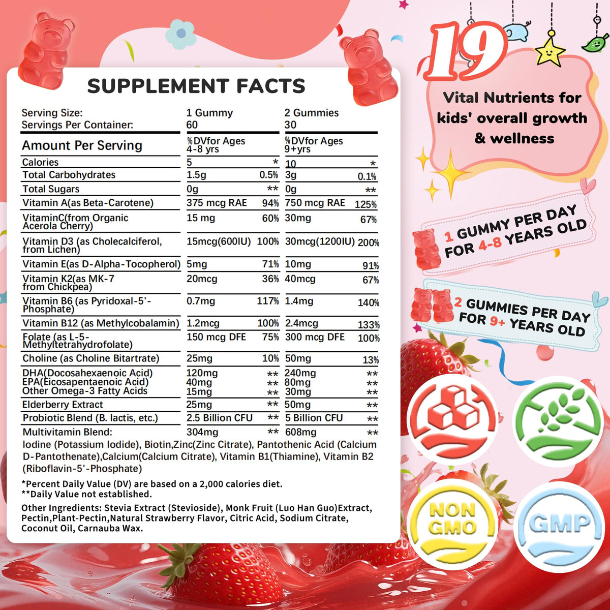(2 Pack) Methylated Multivitamin Kids Gummies + Omega by FedererSeth – 60 Count (Pack of 2)