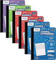 Mead Primary Composition Notebook K-2, 6 Pack Primary Ruled Composition Book, Color May Vary, Grades K-2 Writing Dotted Lined Notebook, 100 Sheets (200 Pages) 489902ELG