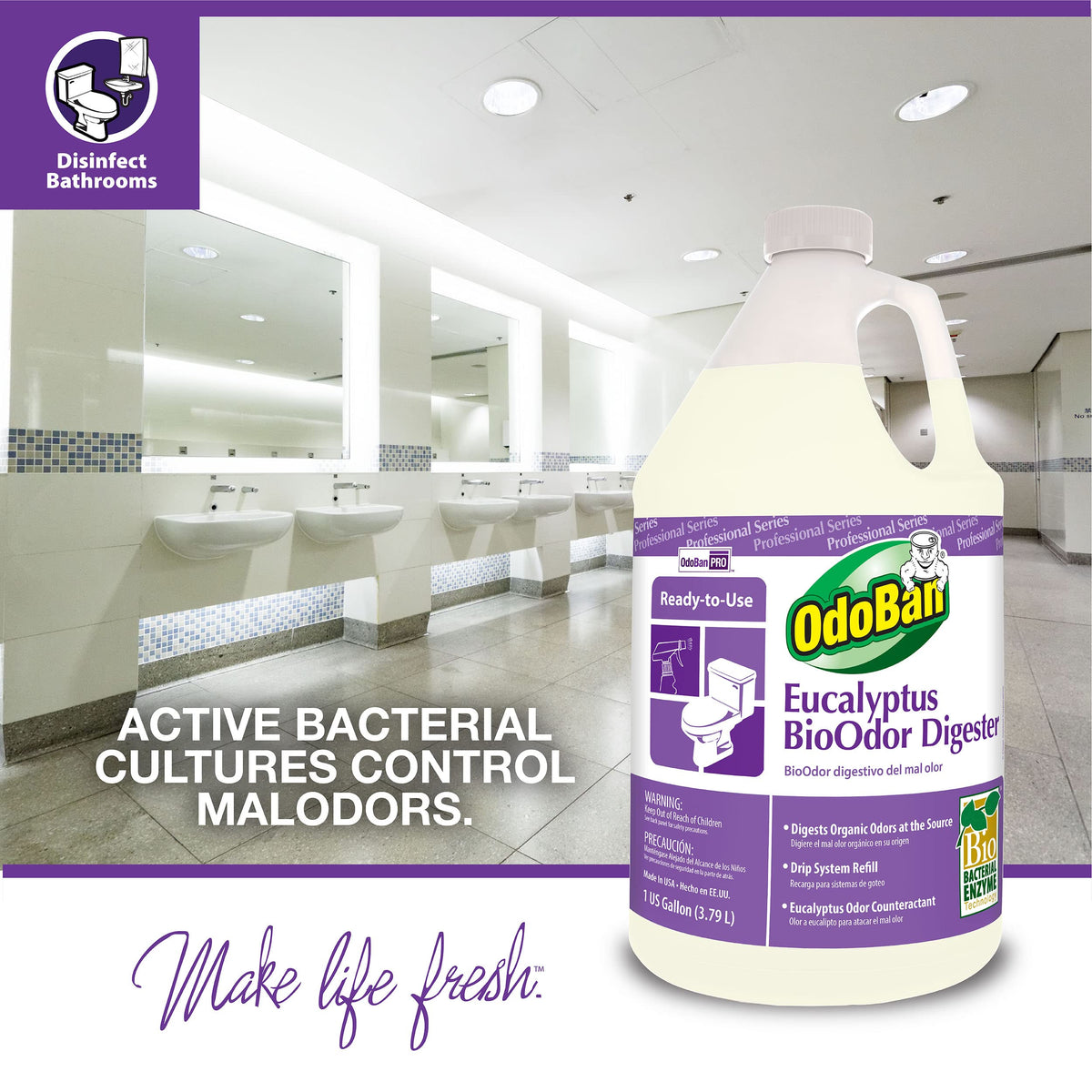 Professional Cleaning Ready-to-Use BioOdor Digester Harsh Aroma Counteractant by OdoBan – 128 Fl Oz (Pack of 2), Plastic, Clear, Pack of 2, Model BND02155