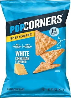 Popcorners Popped Corn Snack Chips, White Cheddar, 5 Oz