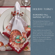 Threadmade Turkey Border Napkins, Set of 8, Multicolor