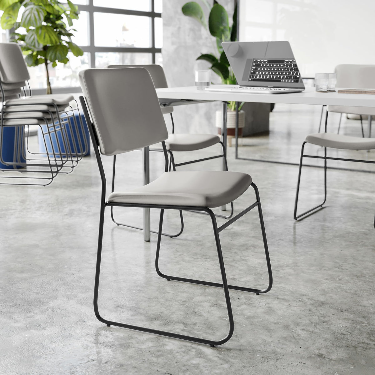 Flash Furniture Gray Vinyl/Black Frame / Set of 1 / Contemporary Home Office Desk Chairs