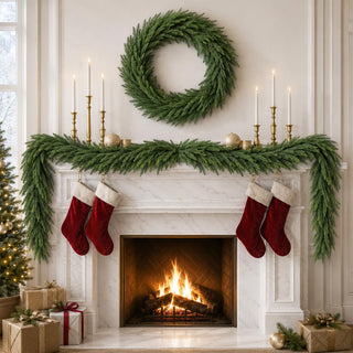 ZUKONROS Norfolk Pine Garland, 6FT Artificial Evergreen, Green 2 Pack