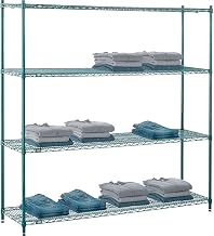 Nexel Poly-Green, 4 Tier, Wire Shelving Starter Unit, 72" W x 14" D x 74" H