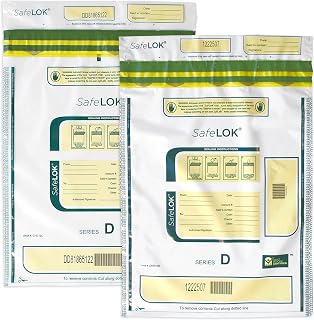 ControlTek SafeLok Tamper-Evident Deposit Bags, 9" x 12", White, 100 Bags