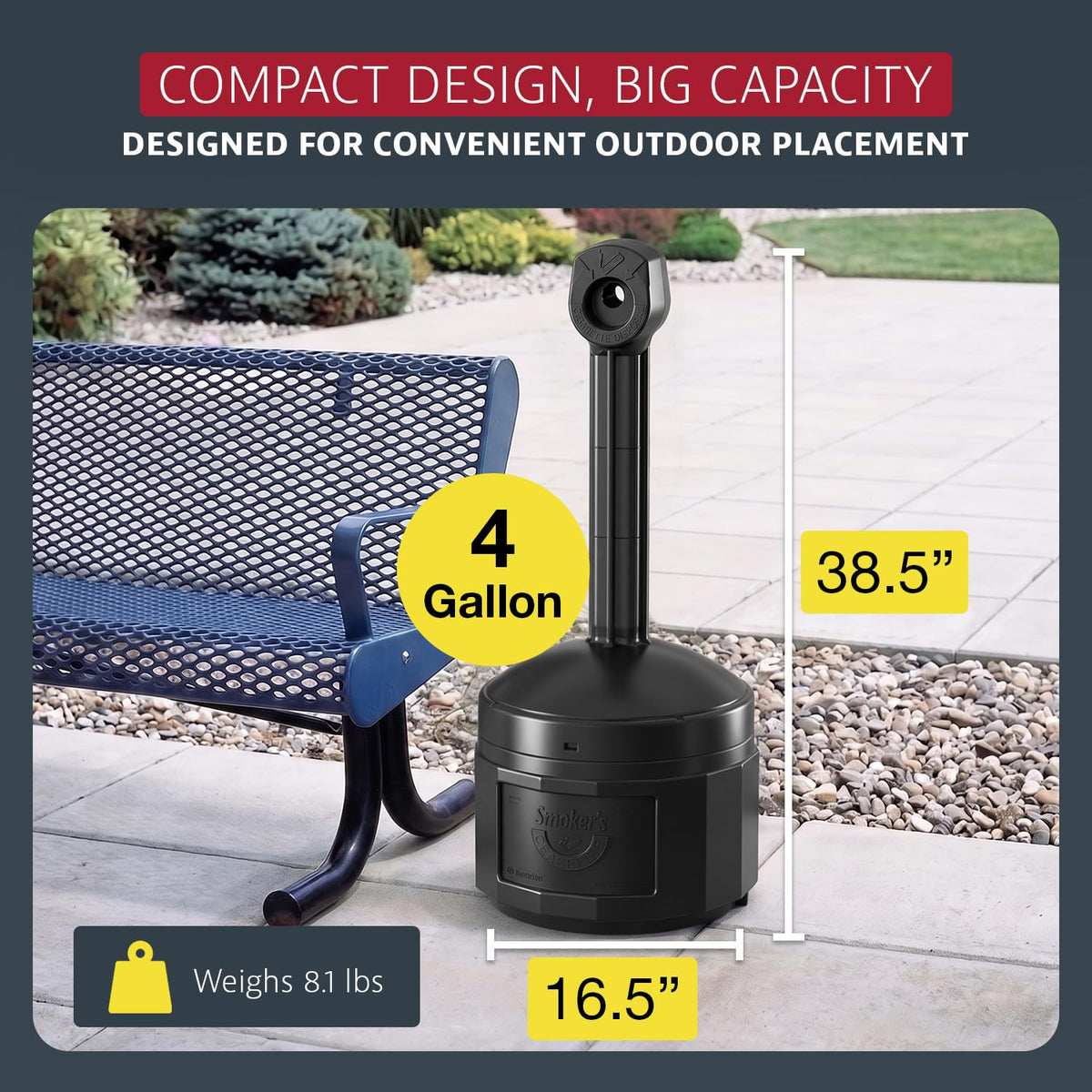 Justrite Black / 4 Gallon / Cease-Fire Smoking Receptacles