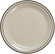 Yanco BR-6 Brown Speckled Plate, 6.5" Diameter, China, American White Color, Pack of 36