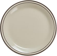 Yanco BR-6 Brown Speckled Plate, 6.5" Diameter, China, American White Color, Pack of 36