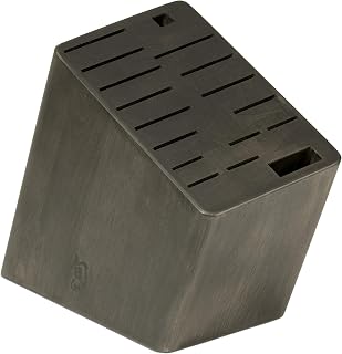Shun Angled Knife Block, 17-Slot | Wooden Knife Holder, Made from Genuine Dark-Stained Wood, Kitchen Storage
