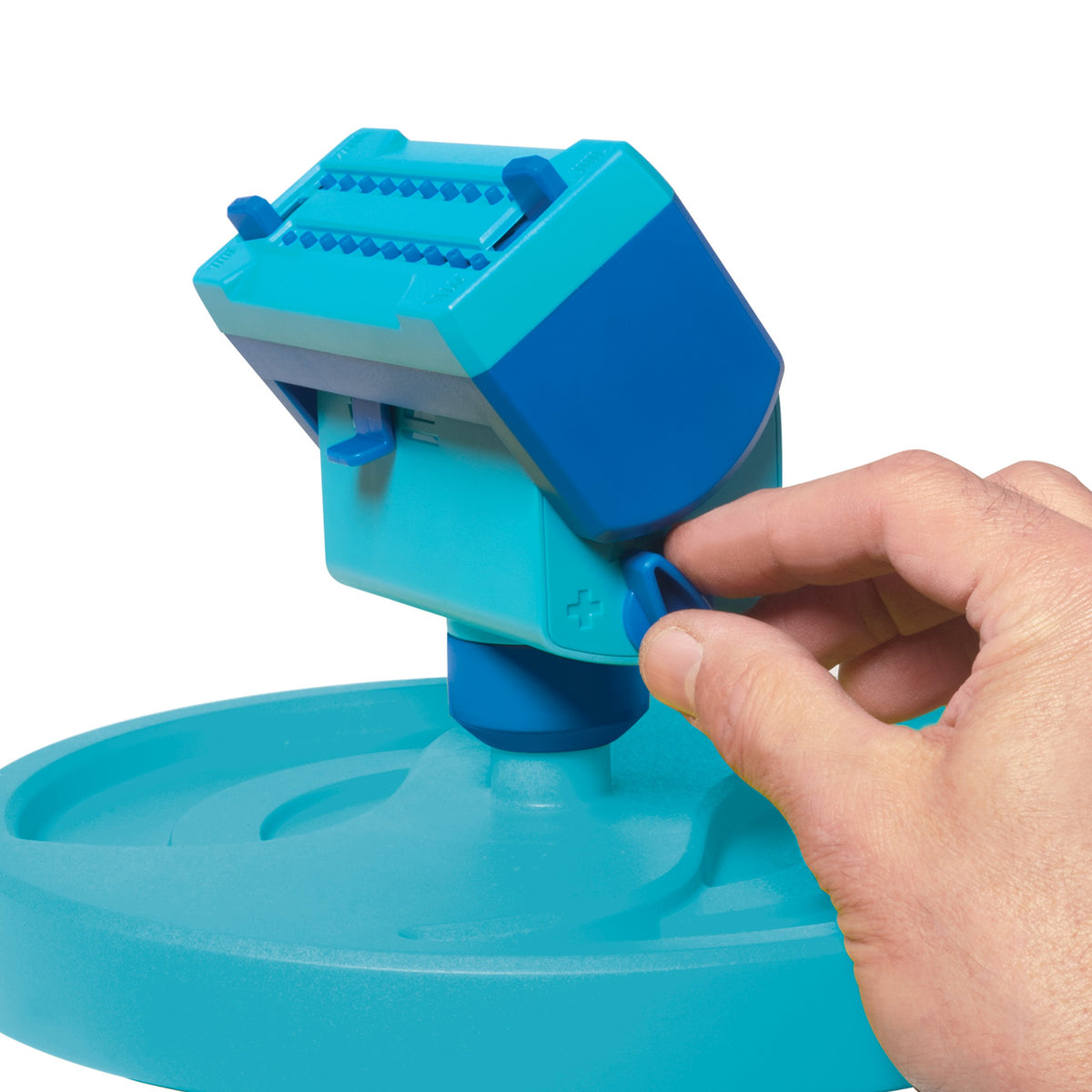 P2 20-Nozzle Mini Gear-Driven Oscillating Sprinkler on Sled Base by Aqua Joe – Rubber, BLUE, Model BDL-A0138