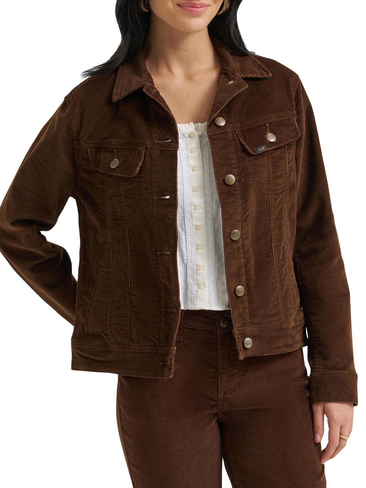 Women's Legendary Rider Denim Jacket by Lee – Cotton Blend, Bistre Corduroy, Model 112382882