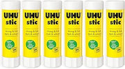 UHU Stic Glue Stick - Solvent Free - Clear Application - 21G - Pack of 6