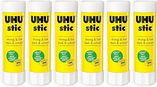 UHU Stic Glue Stick - Solvent Free - Clear Application - 21G - Pack of 6