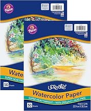 UCreate Watercolor Paper, White, Package, 140 lb., 9" x 12", 50 Sheets Per Pack, 2 Packs