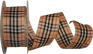 Reliant Ribbon 25492W-001-09J Burbank Plaid Wired Edge Ribbon, 1-1/2 Inch X 25 Yards, Multi