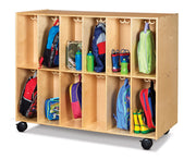24 Section Mobile Backpack Cubbie by Jonti-Craft – 48.5 inches H x 60 inches W x 26.5 inches D, Wood, Natural Wood, Model 3956JC