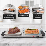 Ovente Electric Warming Tray, Adjustable Temperature Control, Silver