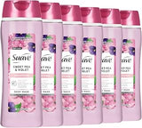 Suave Moisturizing Body Wash, with Sweet Pea Violet and Vitamin E Extract, No Parabens, No Phtahaltes, 18 Fl Oz (Pack of 6)