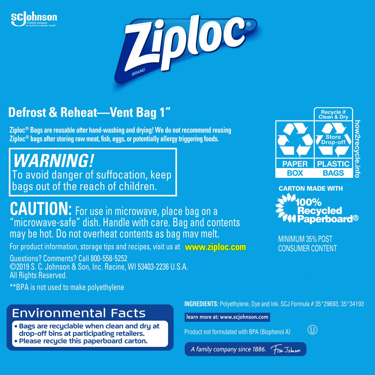 Storage Bags with New Grip 'n Seal Technology by Ziploc – 19 Count, 1.0 gallons, Plastic, Clear