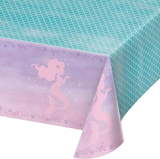 Creative Converting Iridescent Mermaid Party Tablecloths, 102" x 54", Blue (Pack of 6)