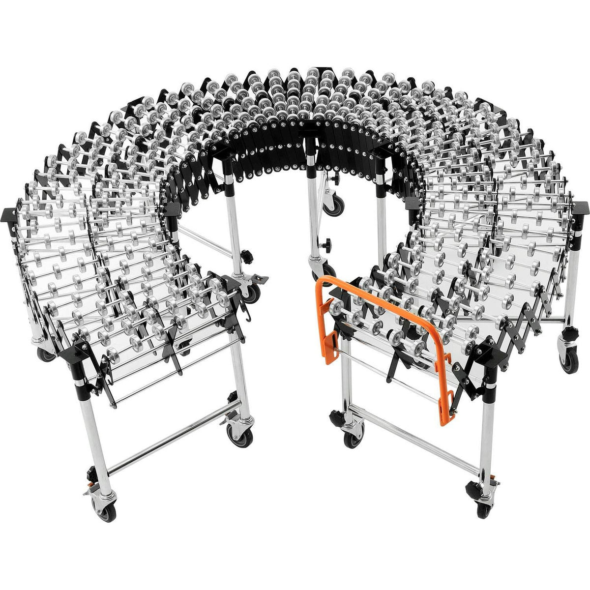 18" W Portable Flexible & Expandable Conveyor by Global Industrial – 86"L x 18"W x 10"H, Alloy Steel, Model 168112