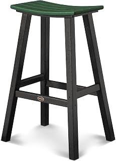 Polywood 2012-FBLGR Contempo Bar Height Saddle Seat Barstool, Black Frame, Green