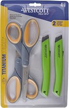Westcott 2 Titanium Bonded Scissors and 2 Ceramic Utility Cutters, 4-Pack