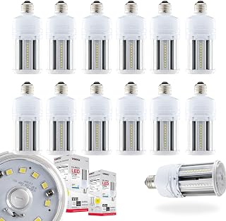 Satco S49391 22W Corncob LED HID Replacement Light Bulbs 5000K Daylight 3036 Lumen E26 Medium Base Ballast Bypass Non-Dimmable 120-277V (12 LED Bulbs)