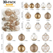 Wironlst Plastic Christmas Ornaments, Multi Size Set, Champagne