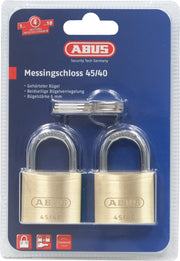 118241 Padlock Type 45/40 Brass Keys by ABUS – 40 mm, Brass, Set of 2, Model 4001-20