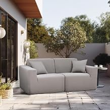 2-Seat Gray Outdoor Sectional Sofa - Weather-Resistant Patio Seating with Compressed Foam Cushions & Washable Covers - Modern Design for Stylish Spaces