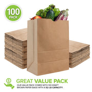 52 lb Kraft Brown Paper Bags (100 Count) by Stock Your Home – 100 Count, 52.0 pounds, Paper, Brown, Pack of 100