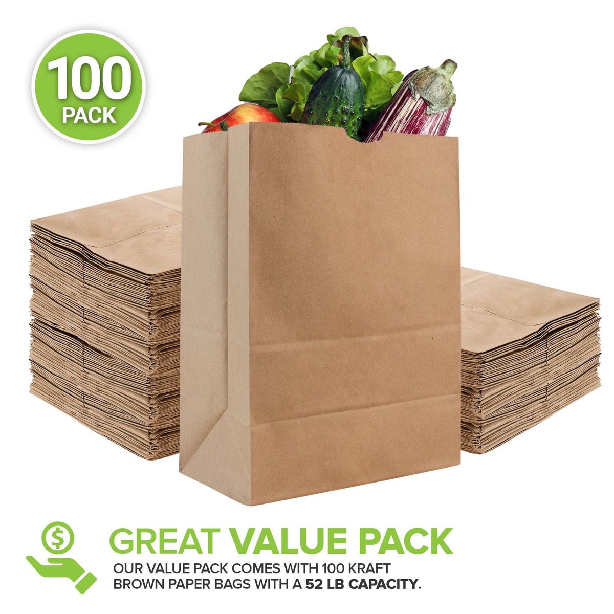 Stock Your Home 100 Count / Brown / 52.0 pounds Bags