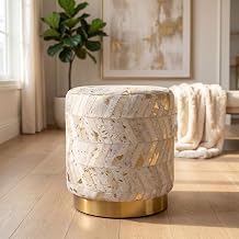 Handwoven Chevron Ottoman with Matte Base (Gold Chevron)