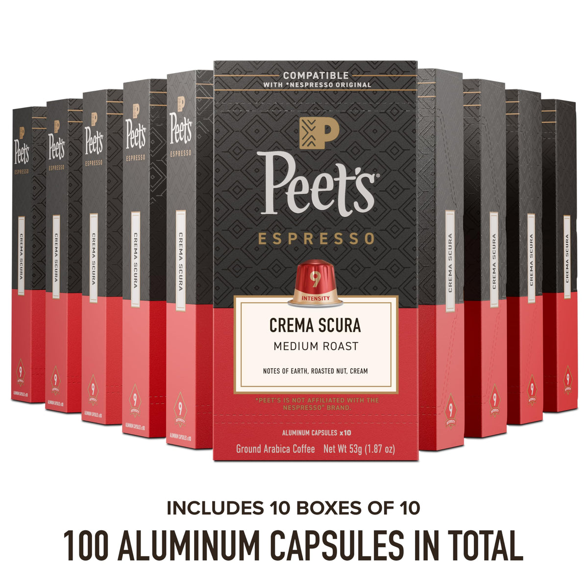 Peet's Coffee Crema Scura / 10 Count (Pack of 10) / Crema Scura (Intensity 9) Single-Serve Capsules & Pods