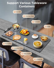 FEPPO Food Warming Mat, Silicone Electric Tray, 35x16 Inch Gray