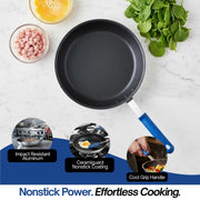 Wear-Ever 8" Non-Stick Fry Pan with CeramiGuard II and Cool Handle by Vollrath – 8-Inch, 8.0 inches, Aluminum, Black/Blue, Model Z4008