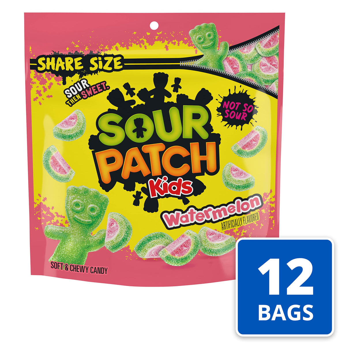 Watermelon Soft & Chewy Candy by Sour Patch Kids – 12 Ounce (Pack of 12), Green,Pink, Pack of 12