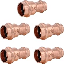 SharkBite 3/4 x 1/2 Inch Reducer Coupling, Copper Press Plumbing Fitting, Pack of 5, UPR012216X5