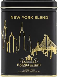Harney & Sons New York Herbal Tea, 20 Sachets in Tin | Herbal tea with chamomile, ginger root and peppermint. Naturally caffeine free.