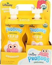 Lifeway Strawnana Organic Probugs Whole Milk Kefir, 3.5 Fluid Ounce - 4 count per pack -- 6 packs per case.