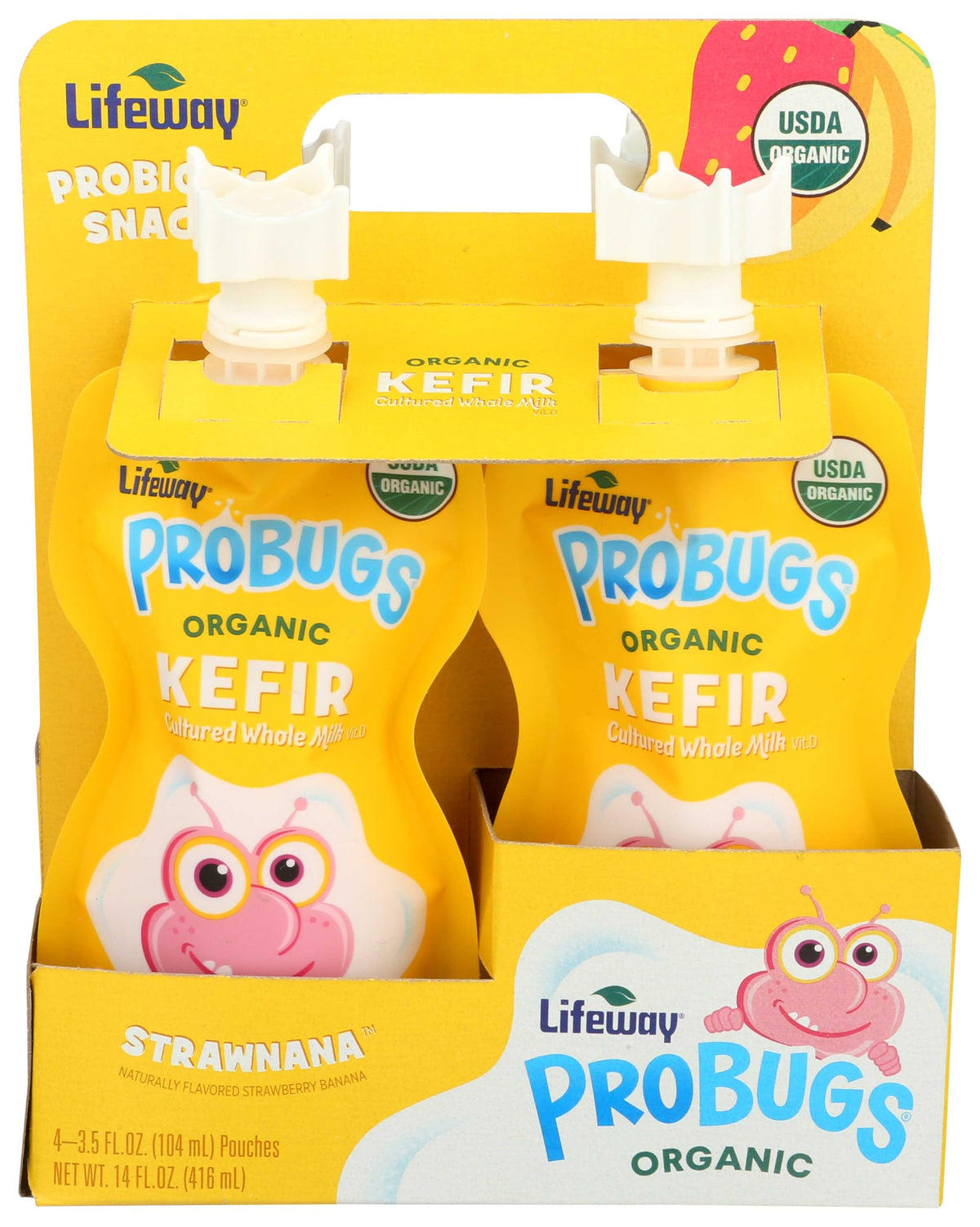 Lifeway Strawnana Organic Probugs Whole Milk Kefir by Lifeway Kefir – 3.5 Fluid Ounce