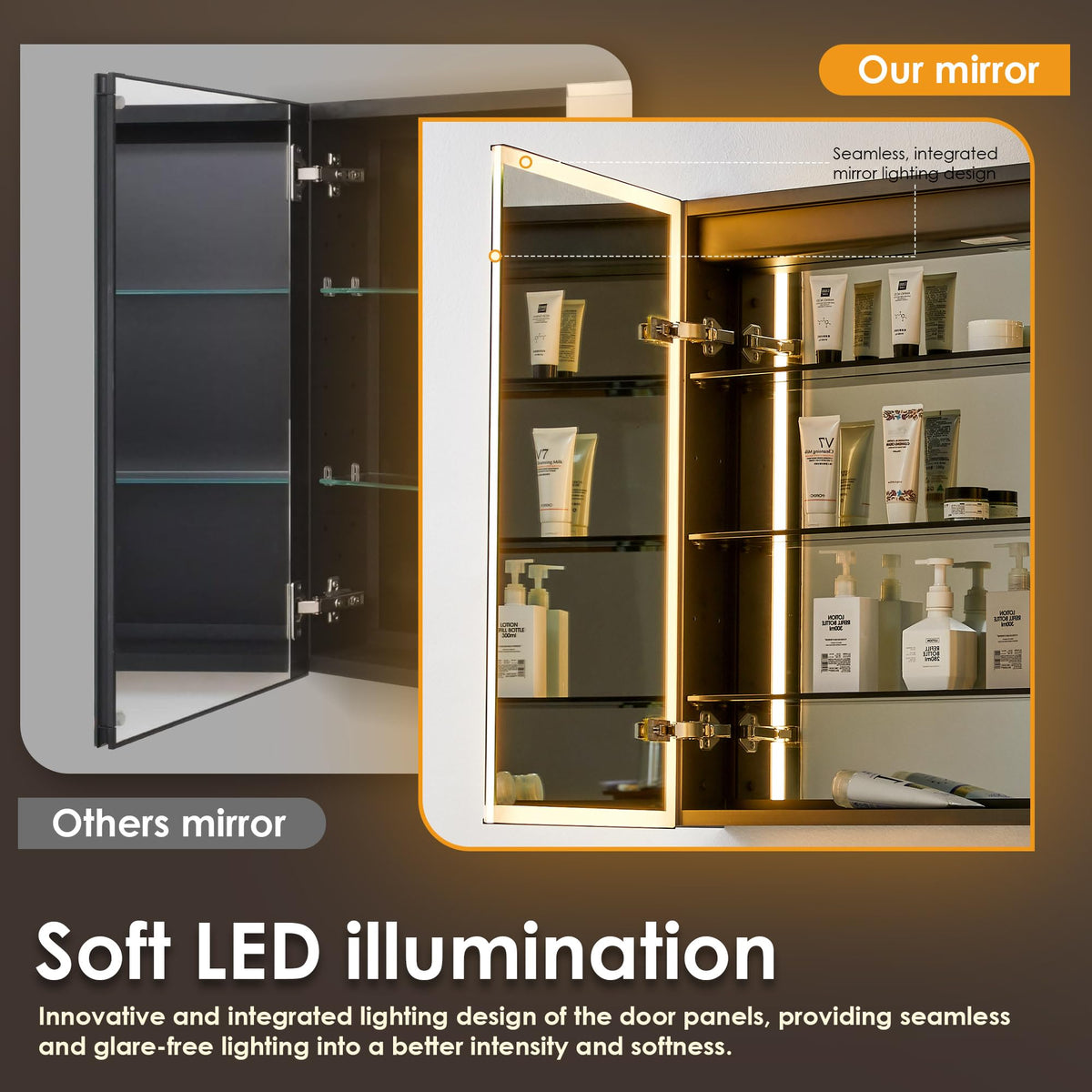 Fenice 36" Aluminum Surface-Mount/Reccessed Lighted Mirror Medicine Cabinet by ALTAIR – unspecified, Aluminum, Matte Black, Model 770036-LED-MC