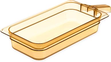 Carlisle FoodService Products 30860H13 StorPlus High Heat Food Pan with 1 Handle, 2.5" Deep, Third Size, Amber