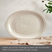 Mikasa Italian Countryside Stoneware Turkey Platter, 18 Inch, Cream