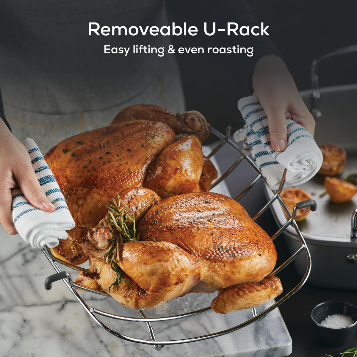 Circulon Nonstick Roasting Pan With Rack, 17 x 13 Inch Steel, Gray