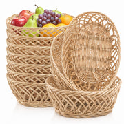 YIMITEE Plastic Oval Basket, 10 Inch by 7.5 Inch by 4 Inch, Natural, Set of 10